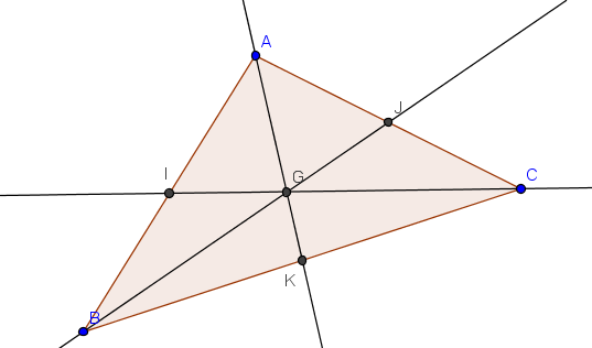 Cliquer pour afficher les mdianes d'un triangle en dynamique
